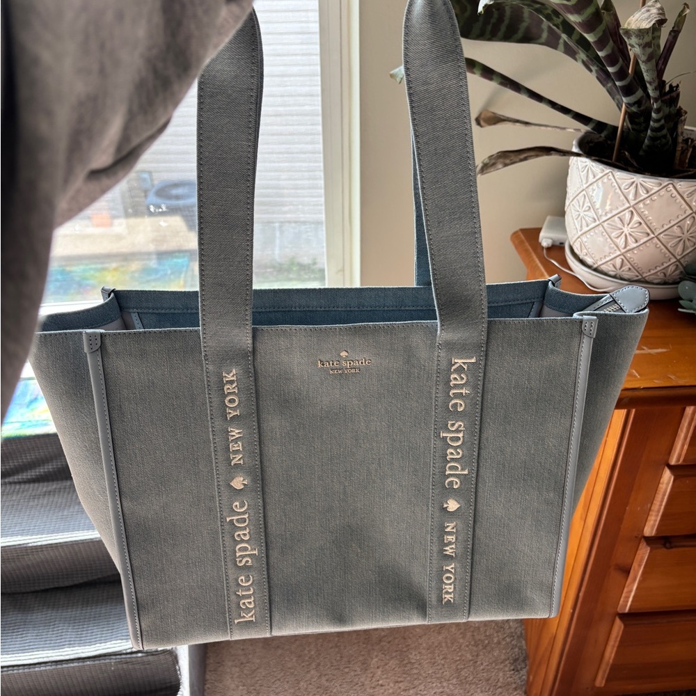 Kate Spade Blue Tote with Logo Straps